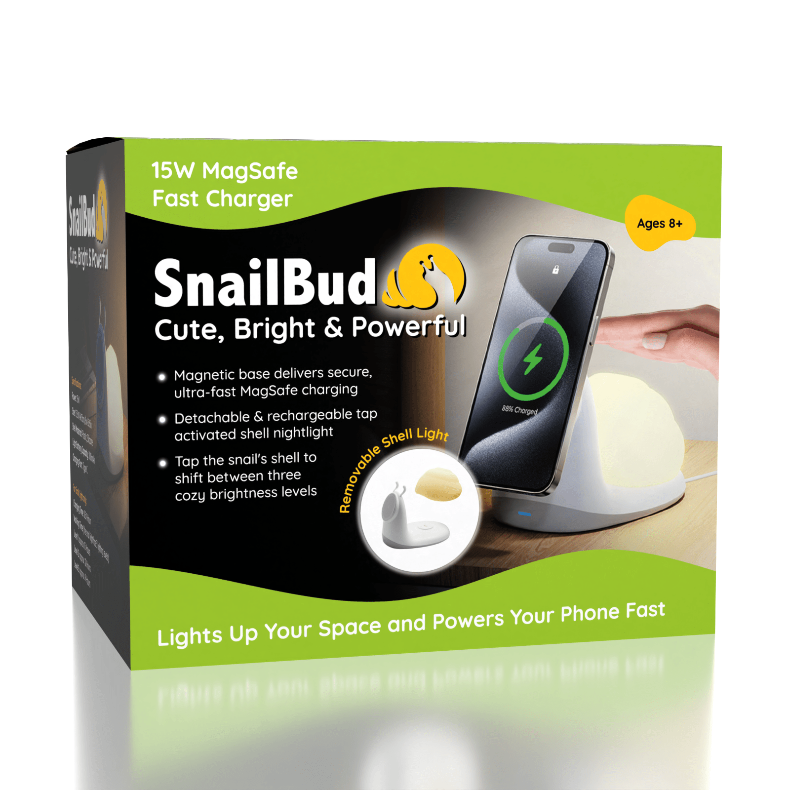 SnailBud Magnetic Phone Charger w/ Removable Snail Shell Light