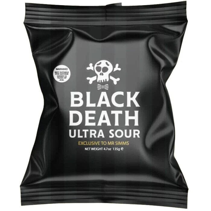 Mr. Simms Sweet Shoppe: Black Death Ultra Sour Hard Candy (Imported From England)
