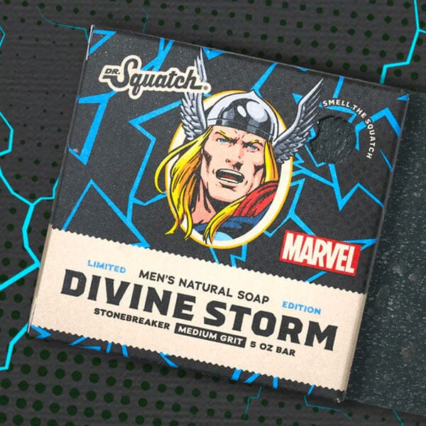 Dr. Squatch x Marvel All-Natural Bar Soap For Men - Thor Divine Storm