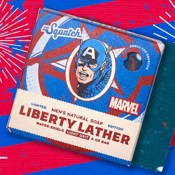 Dr. Squatch x Marvel All-Natural Bar Soap For Men - Captain America Liberty Lather