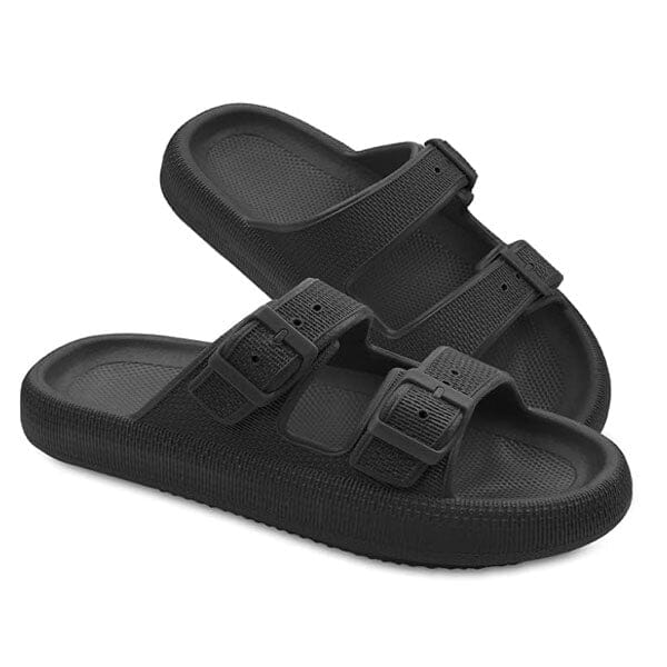 Shhhandals Unisex Adjustable Anti-Slip Buckle Cloud Slides - Black