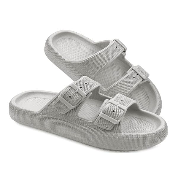 Shhhandals Unisex Adjustable Anti-Slip Buckle Cloud Slides - White