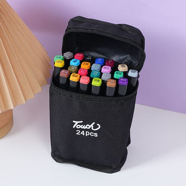 TouchHero Double Tipped Alcohol Based Markers (24 Pack) 1mm & 6mm Tips